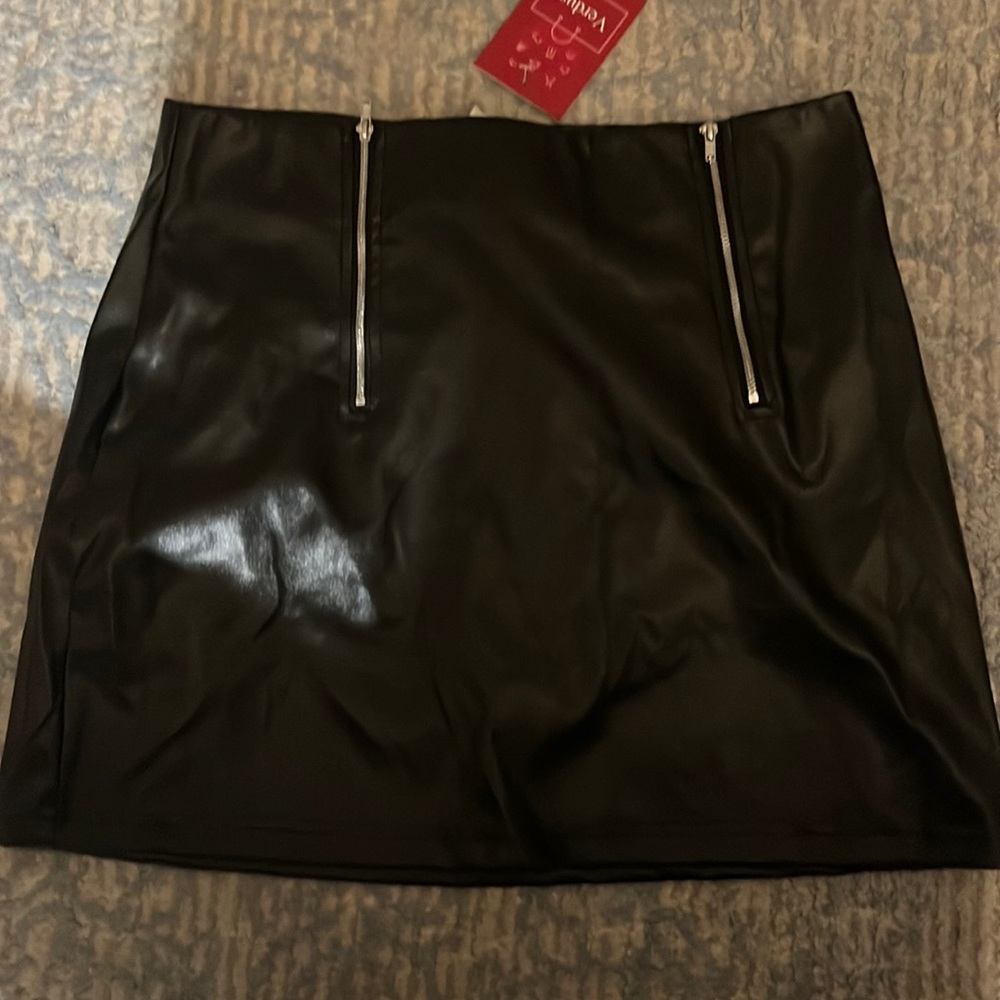 Unworn Black Leather Skirt